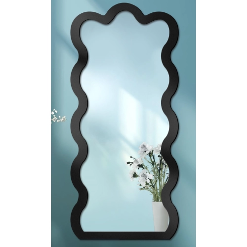 Lustro nieregularne w ramie mdf - WAVE – Blobs Mirrors Czarna Rama